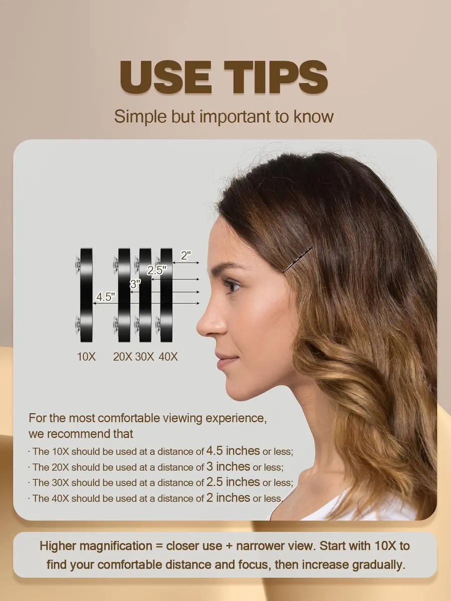 Macaki 10x Magnifying Mirror Suction Cup, 7.6 cm (3 in) Round Grey | Flawless Makeup Application - view 4