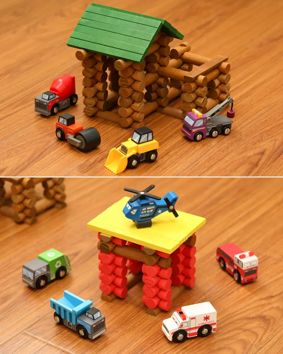 SainSmart Jr. Wooden Train Set Accessories Toy Cars (10 PCS) - 16.6cm x 23.7cm x 5.9cm | Compatible with Major Brands - view 5