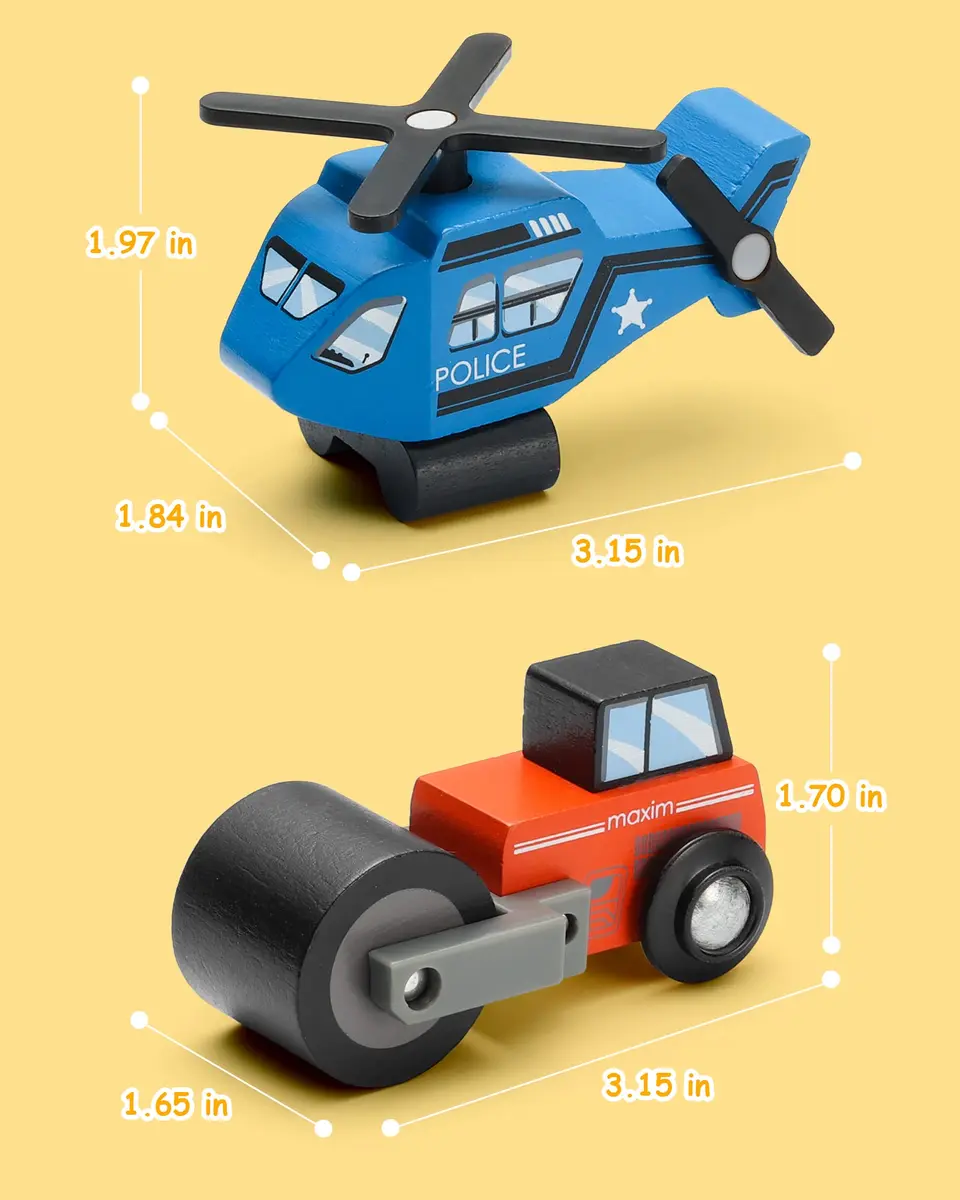 SainSmart Jr. Wooden Train Set Accessories Toy Cars (10 PCS) - 16.6cm x 23.7cm x 5.9cm | Compatible with Major Brands - view 3