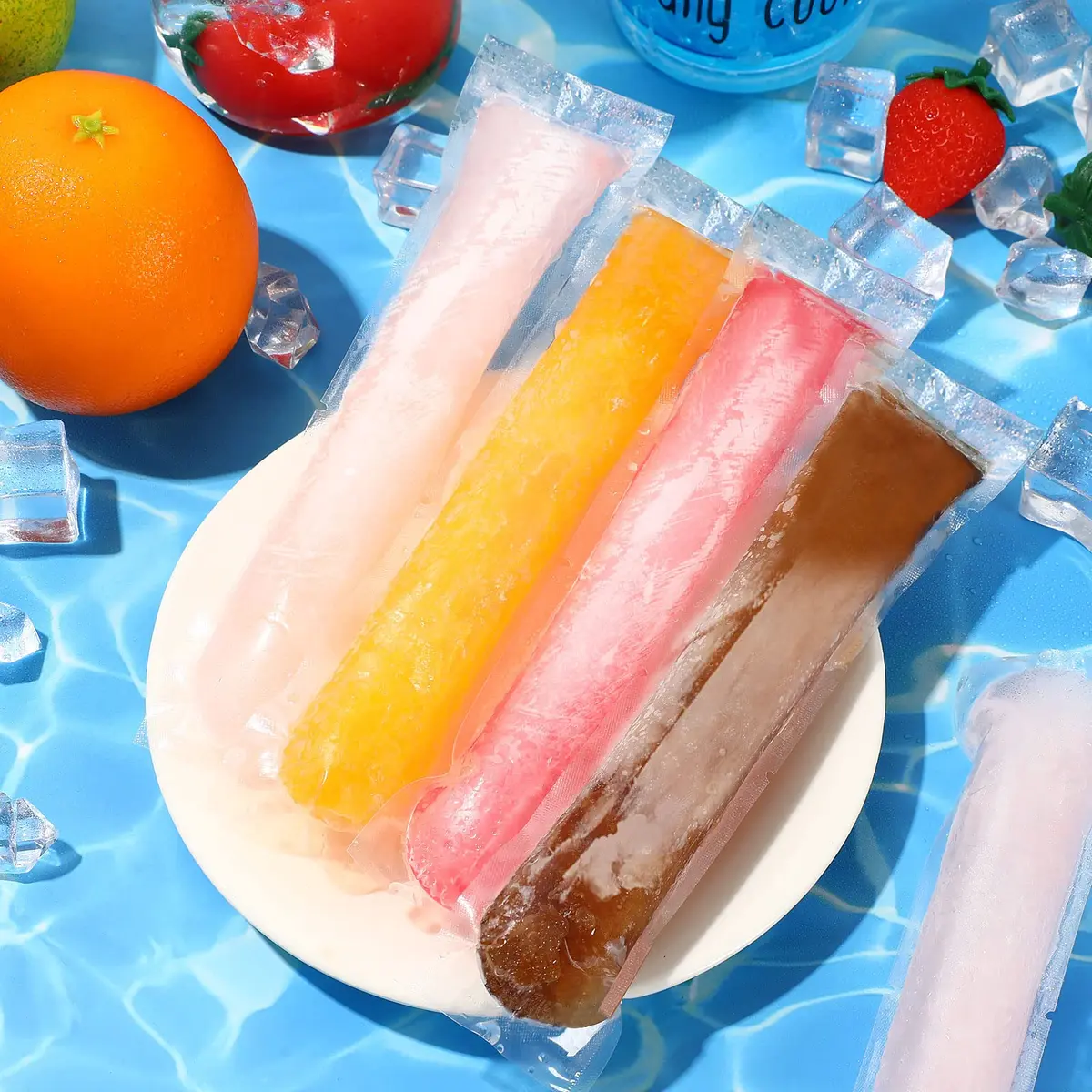 FEBSNOW Disposable Ice Pop Bags with Funnel, 120 Pcs (2"x7.5") | BPA-Free Plastic for DIY Frozen Snacks - view 3