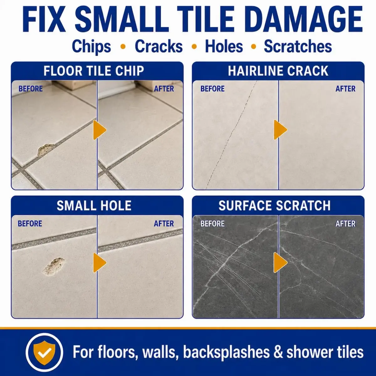 cocomfix Tile Repair Kit, Porcelain & Ceramic Chip, Crack & Hole Filler (231g / 8.15 oz) | USA-Sourced for Seamless DIY Restoration - view 2