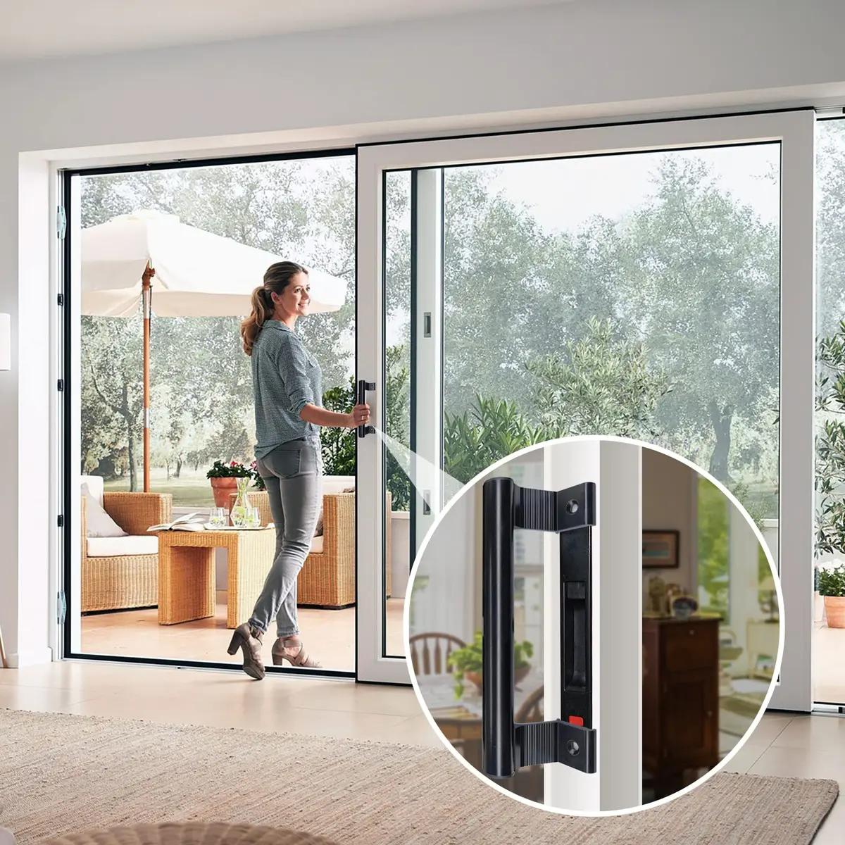 Young Dance Aluminum Sliding Door Handle - 8" Glass Door Pull Fits 6-5/8" Mounting Holes | Perfect for Patio & Glass Doors - view 5