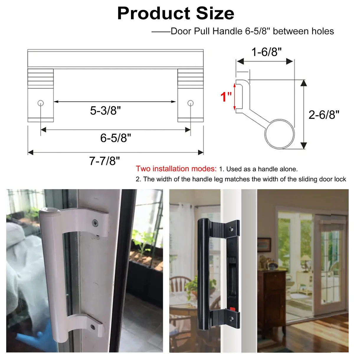 Young Dance Aluminum Sliding Door Handle - 8" Glass Door Pull Fits 6-5/8" Mounting Holes | Perfect for Patio & Glass Doors - view 2