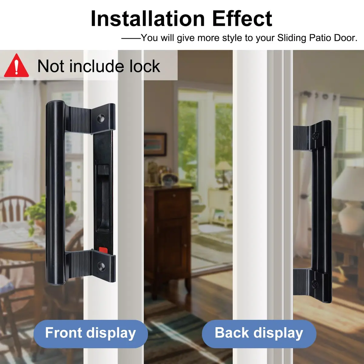 Young Dance Aluminum Sliding Door Handle - 8" Glass Door Pull Fits 6-5/8" Mounting Holes | Perfect for Patio & Glass Doors - view 3