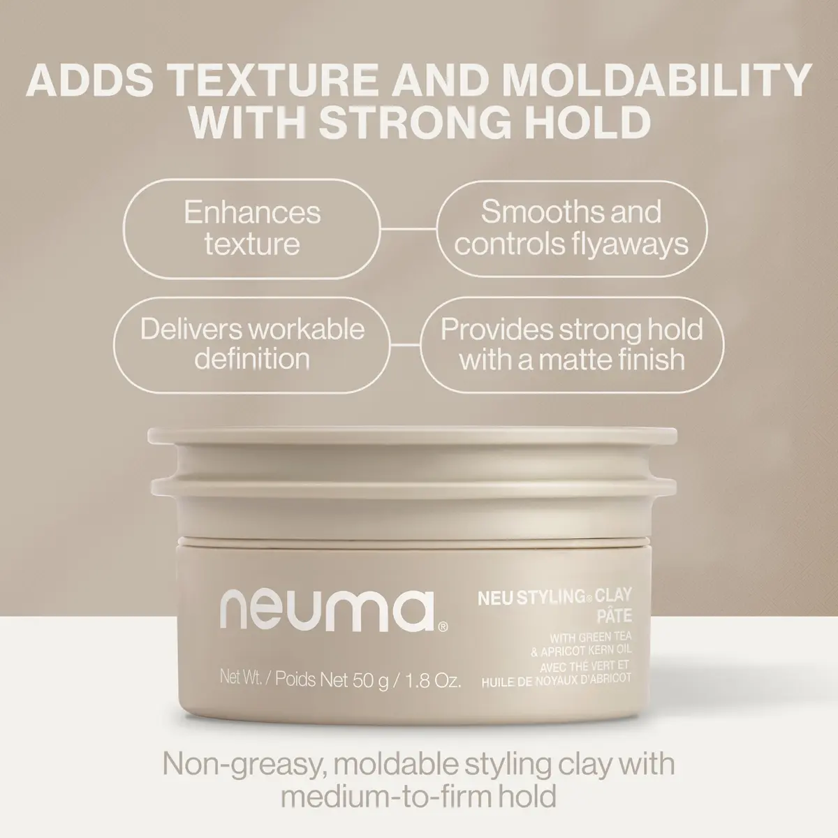 NEUMA Neu Styling Clay, Medium-Firm Hold, Semi-Matte Finish, 1.8 Fl Oz | Vegan, Cruelty-Free, Sustainable Ingredients - view 6