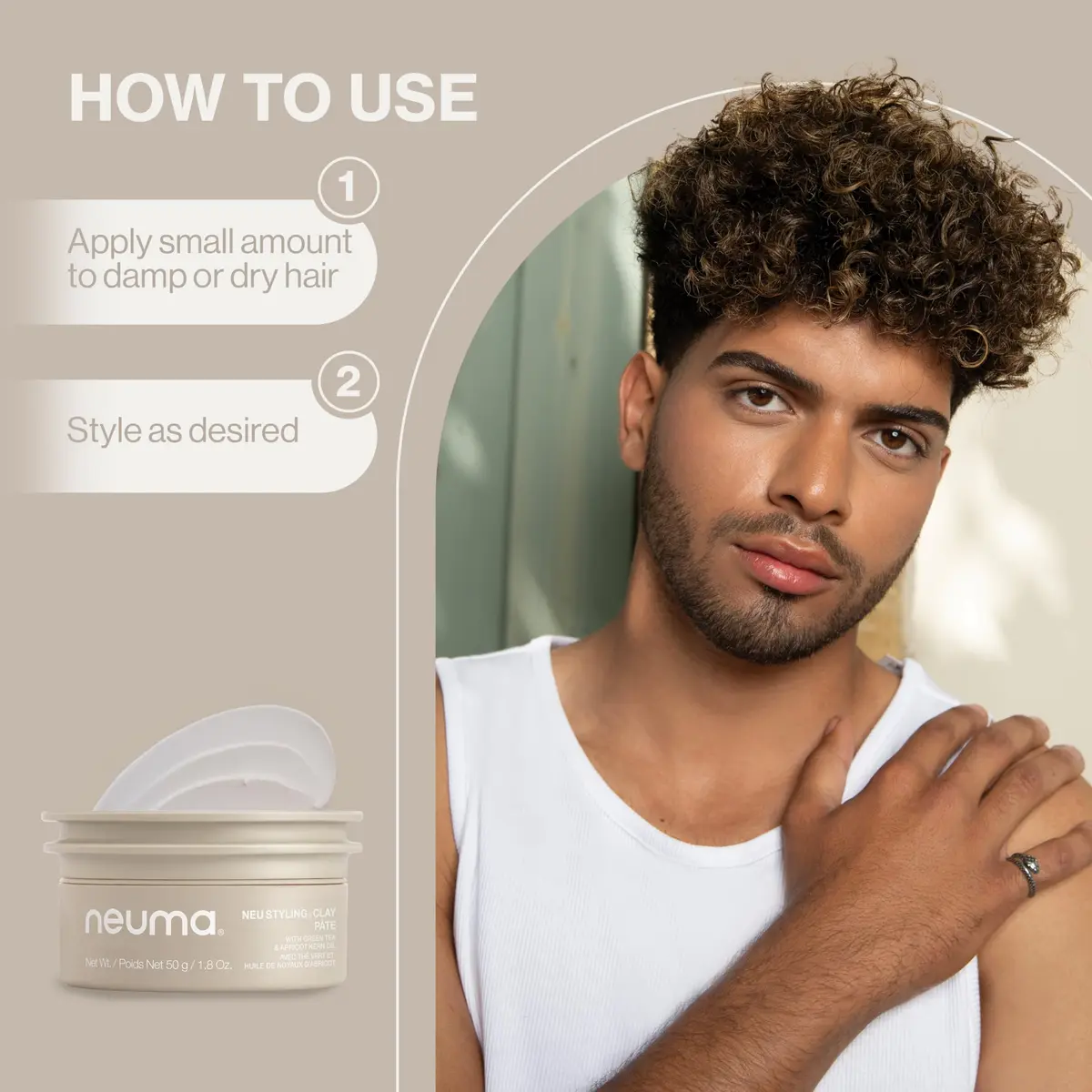 NEUMA Neu Styling Clay, Medium-Firm Hold, Semi-Matte Finish, 1.8 Fl Oz | Vegan, Cruelty-Free, Sustainable Ingredients - view 8