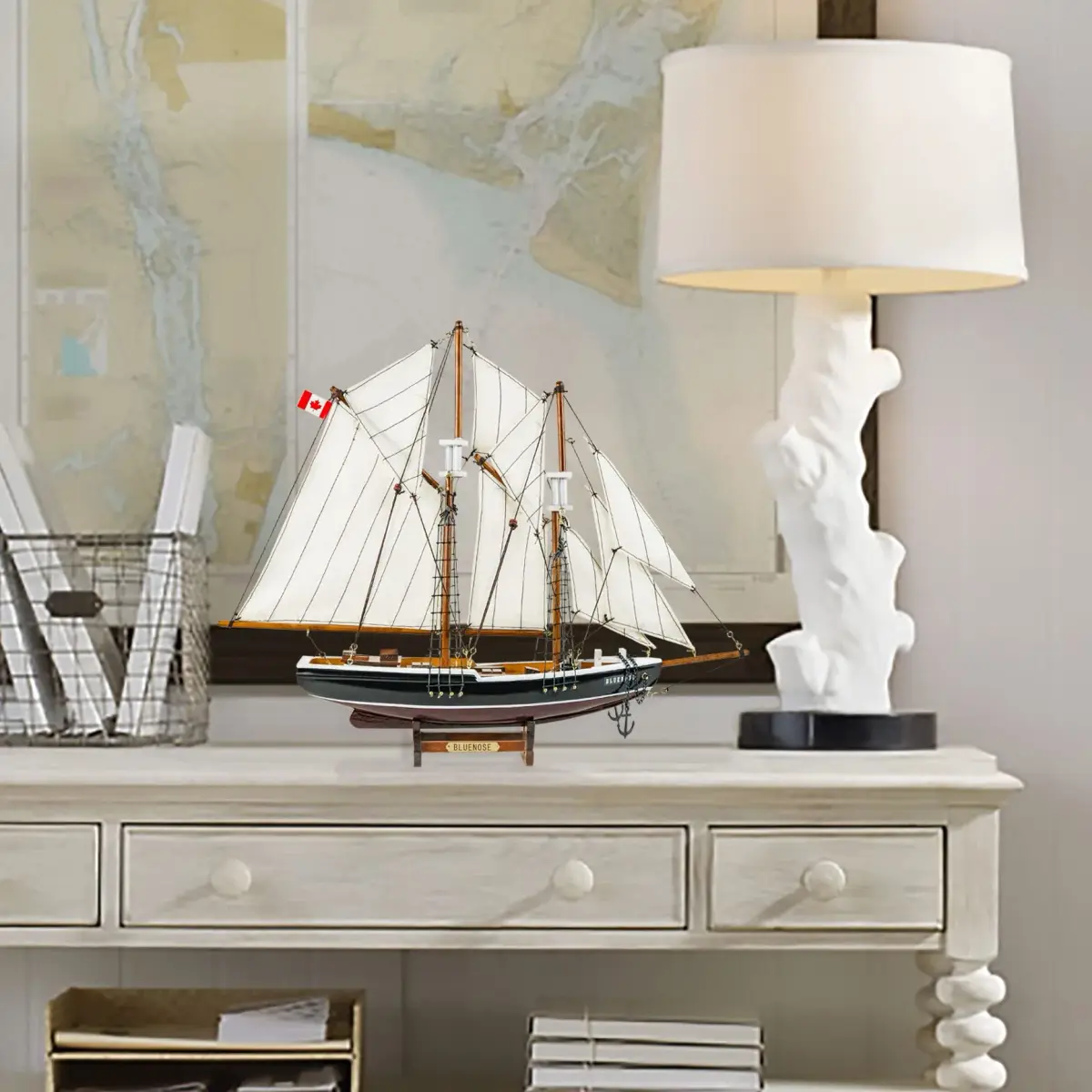 SAILINGSTORY Bluenose Wooden Sailboat Model Ship 43.18cm (17"L x 3"W x 14.20"H) | 1:110 Scale Replica - view 5