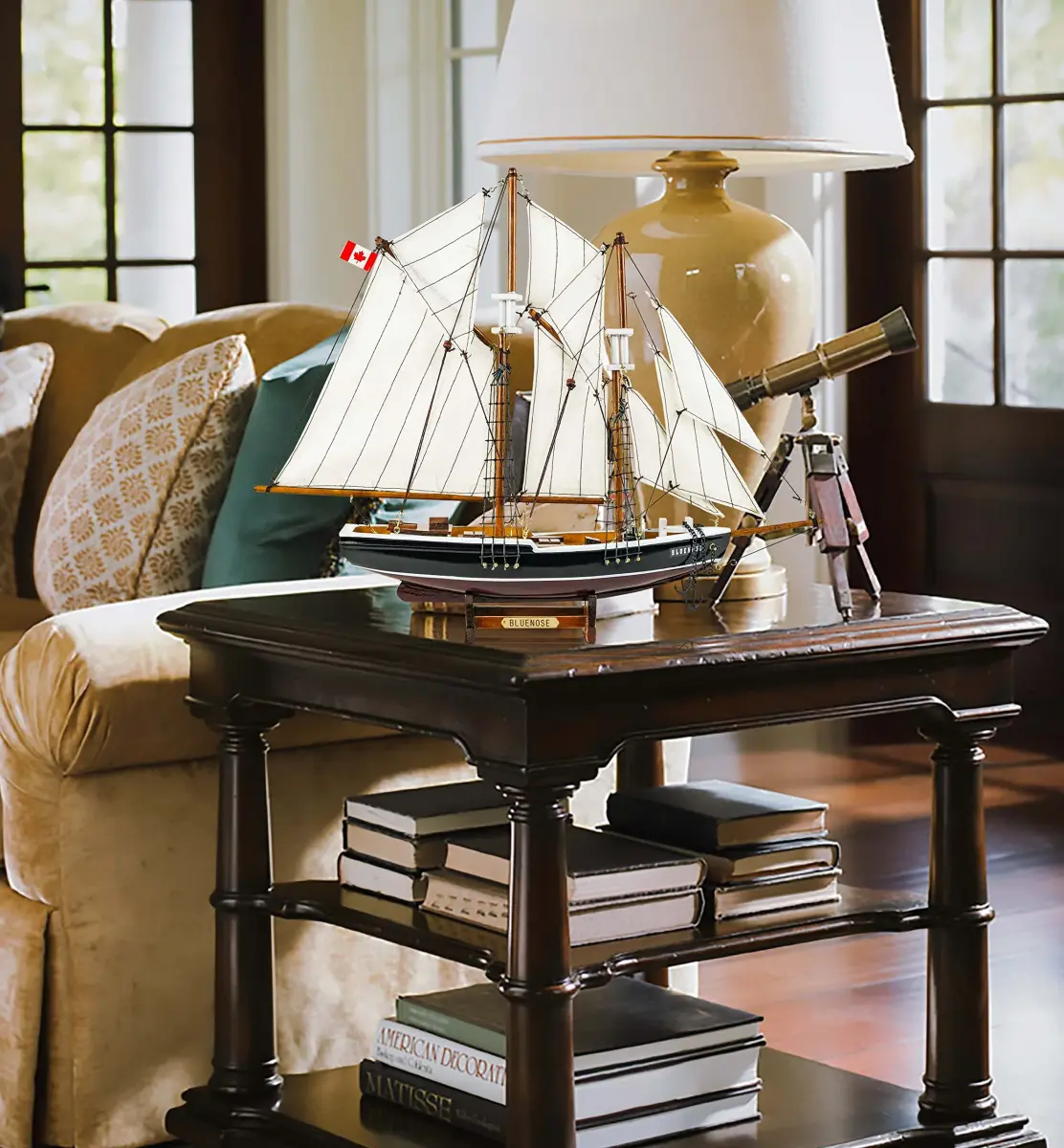 SAILINGSTORY Bluenose Wooden Sailboat Model Ship 43.18cm (17"L x 3"W x 14.20"H) | 1:110 Scale Replica - view 6