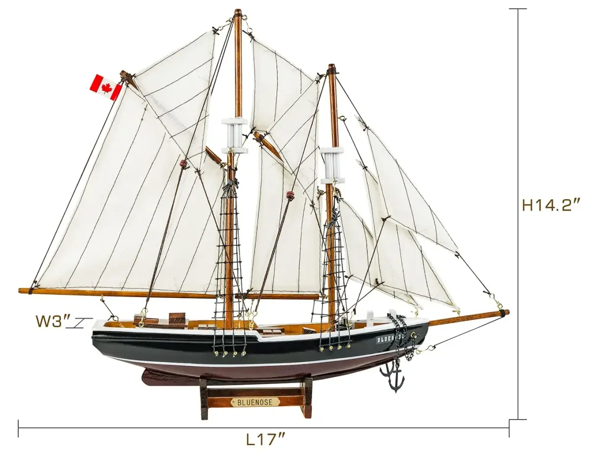 SAILINGSTORY Bluenose Wooden Sailboat Model Ship 43.18cm (17"L x 3"W x 14.20"H) | 1:110 Scale Replica - view 2