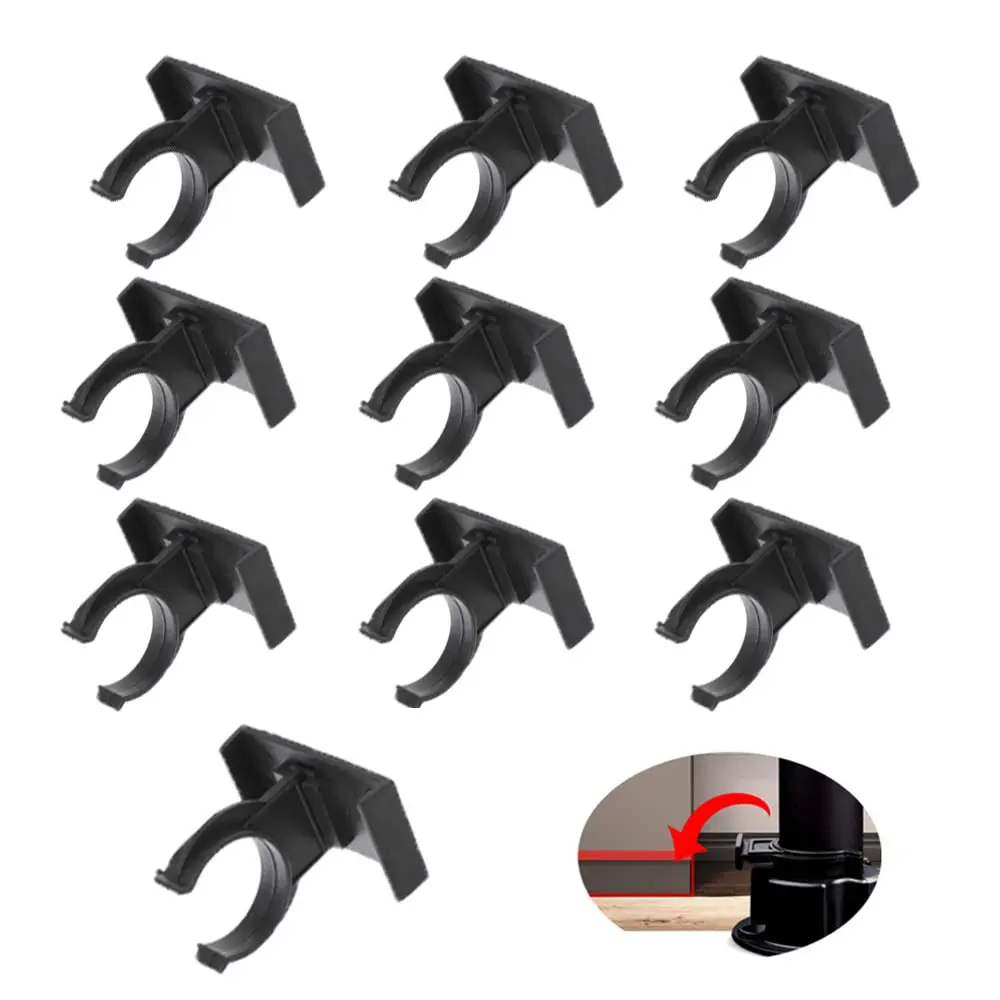 UtySty Cabinet Toe Kick Clips 10 Pack | Black Plastic Fastener Bracket for Adjustable Furniture Legs - main product image