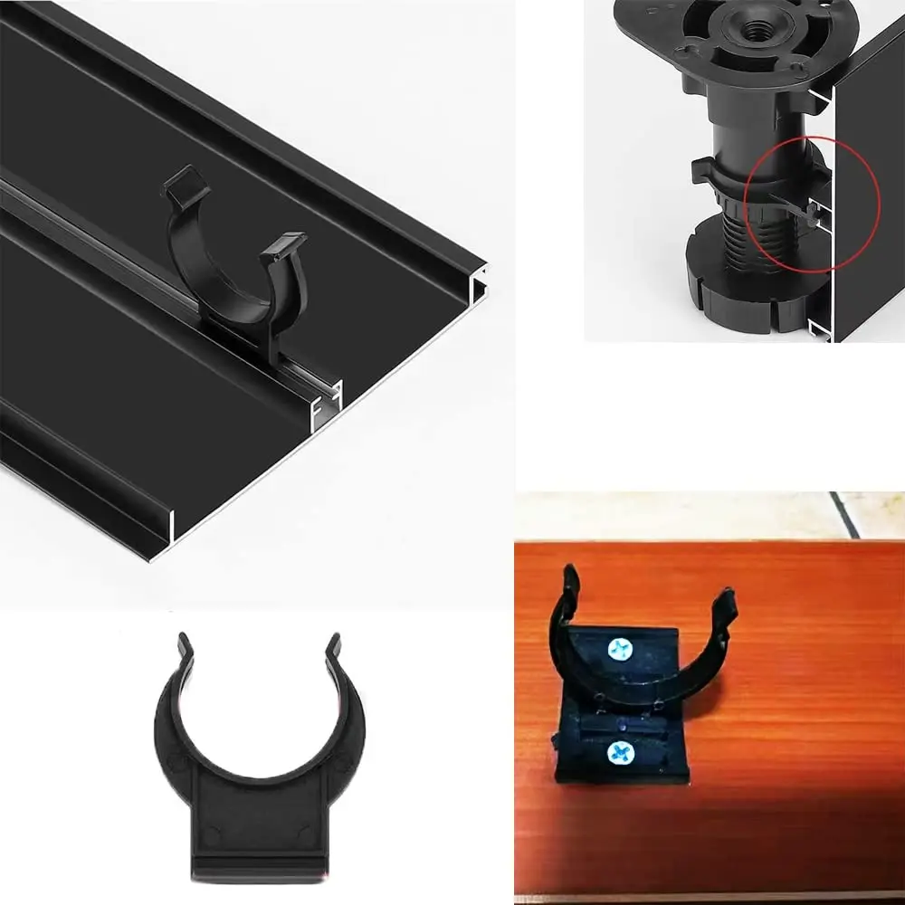UtySty Cabinet Toe Kick Clips 10 Pack | Black Plastic Fastener Bracket for Adjustable Furniture Legs - view 5