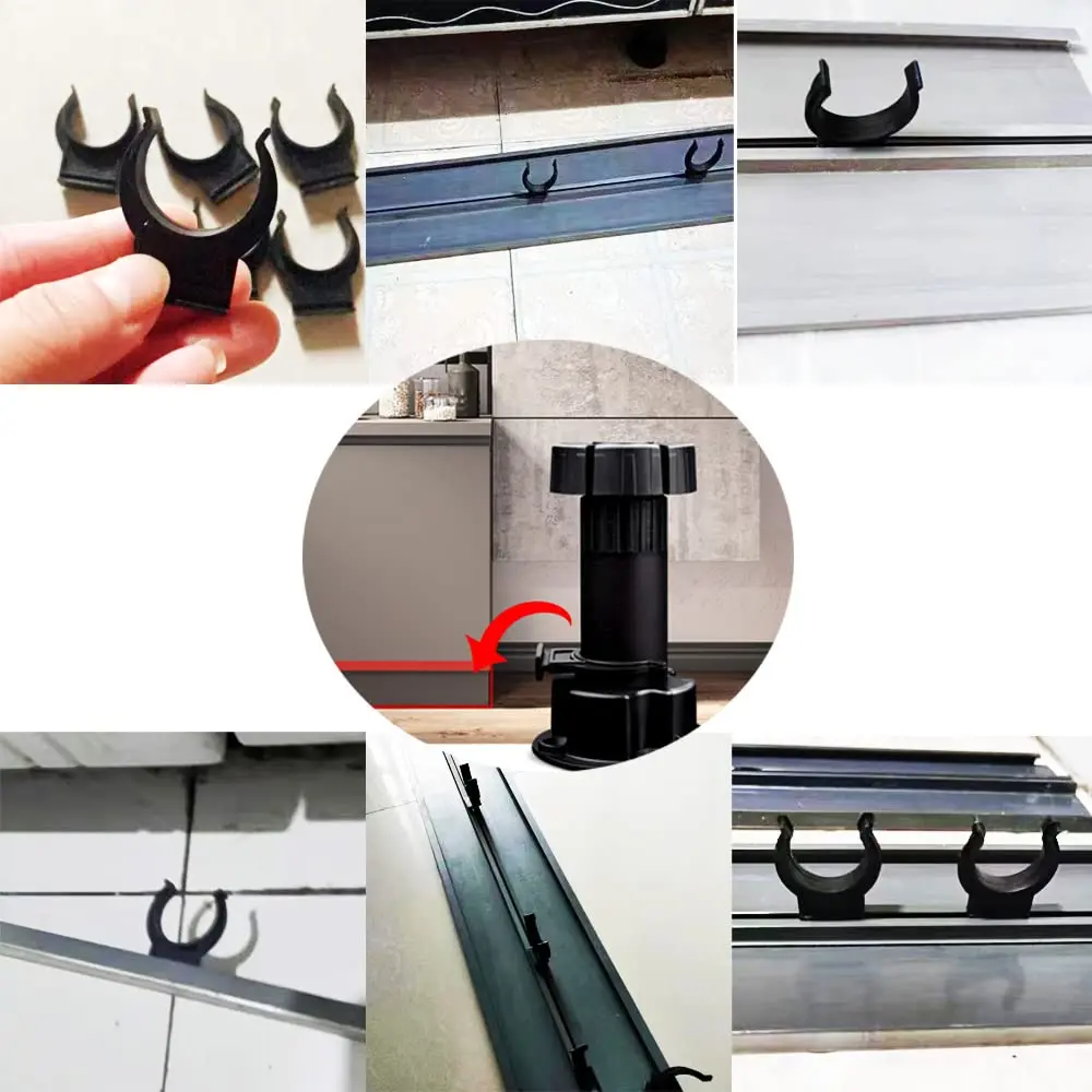 UtySty Cabinet Toe Kick Clips 10 Pack | Black Plastic Fastener Bracket for Adjustable Furniture Legs - view 6