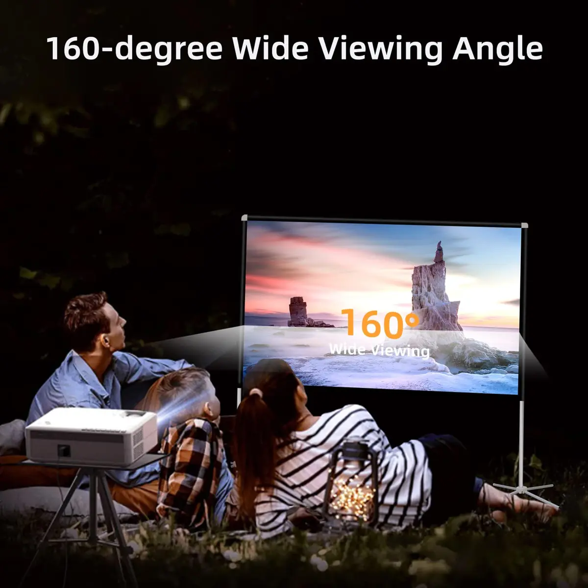 AODIOU Portable Projector Screen 60 Inch 16:9 | Wrinkle-Free Lightweight with Stand - view 6
