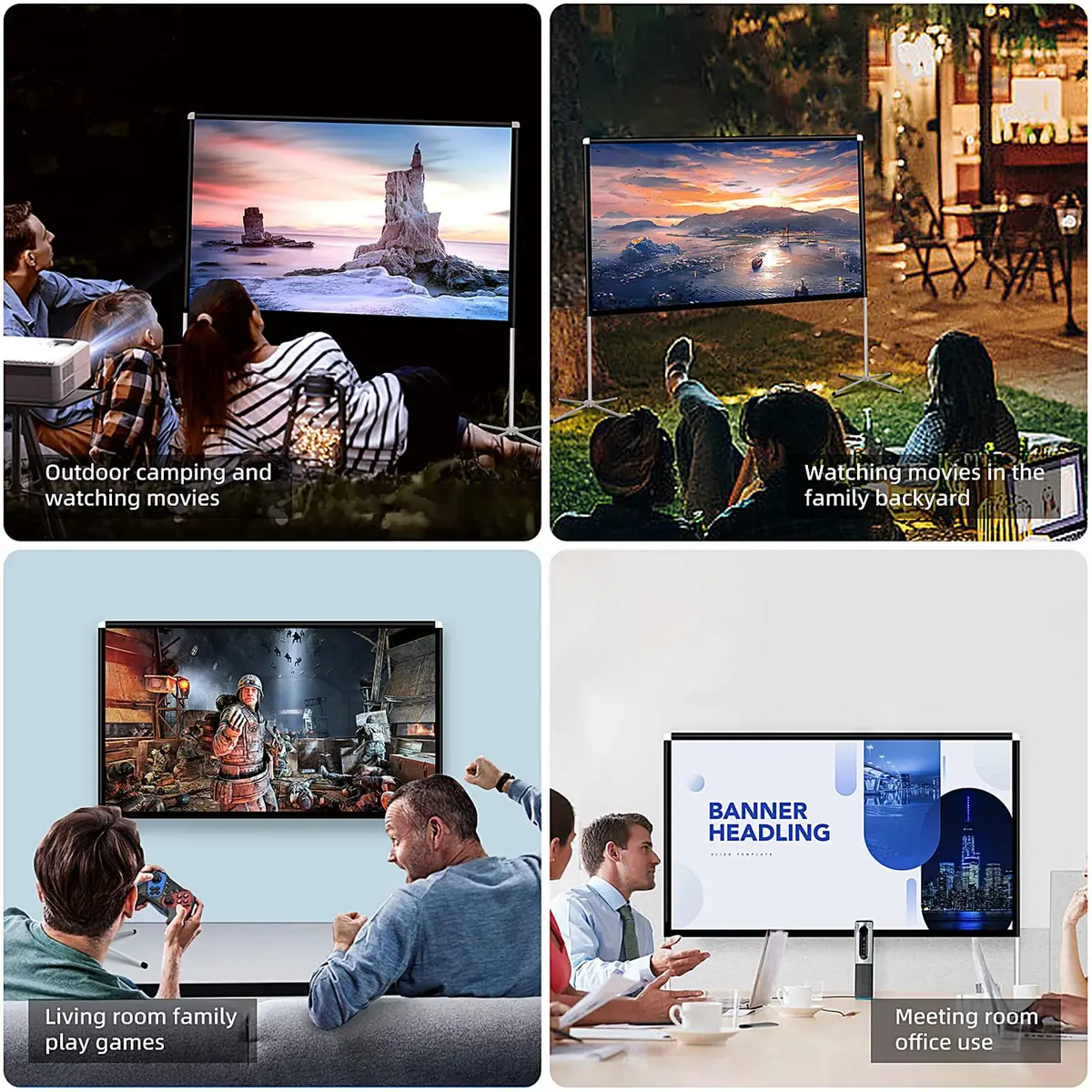 AODIOU Portable Projector Screen 60 Inch 16:9 | Wrinkle-Free Lightweight with Stand - view 7