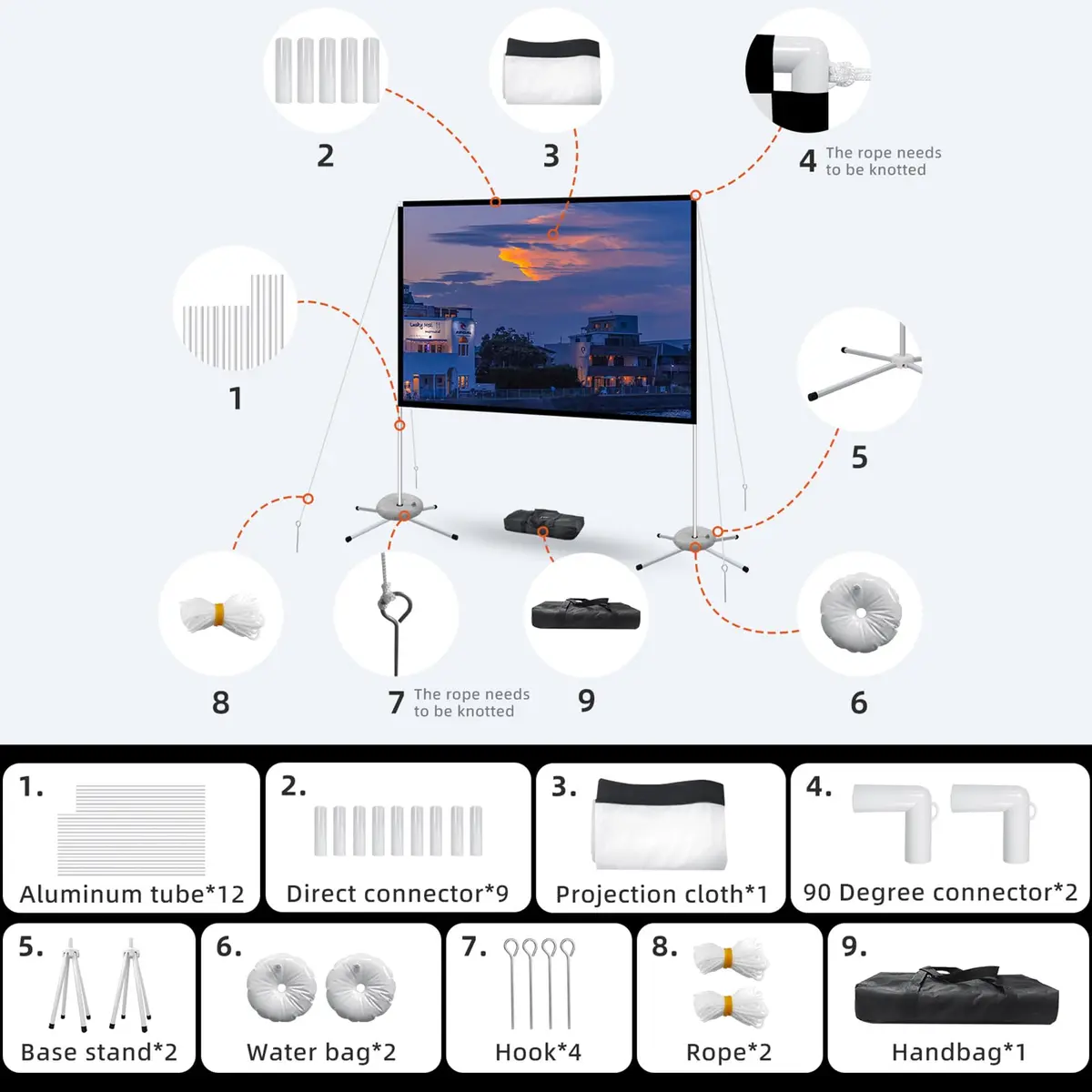 AODIOU Portable Projector Screen 60 Inch 16:9 | Wrinkle-Free Lightweight with Stand - view 3