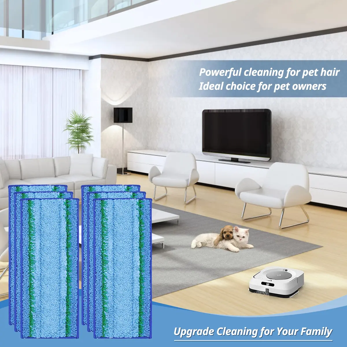 LINNIW M6 Wet Mopping Pads for iRobot Braava Jet m6 Robot Mop, 6 Pack Blue Rectangular - view 8