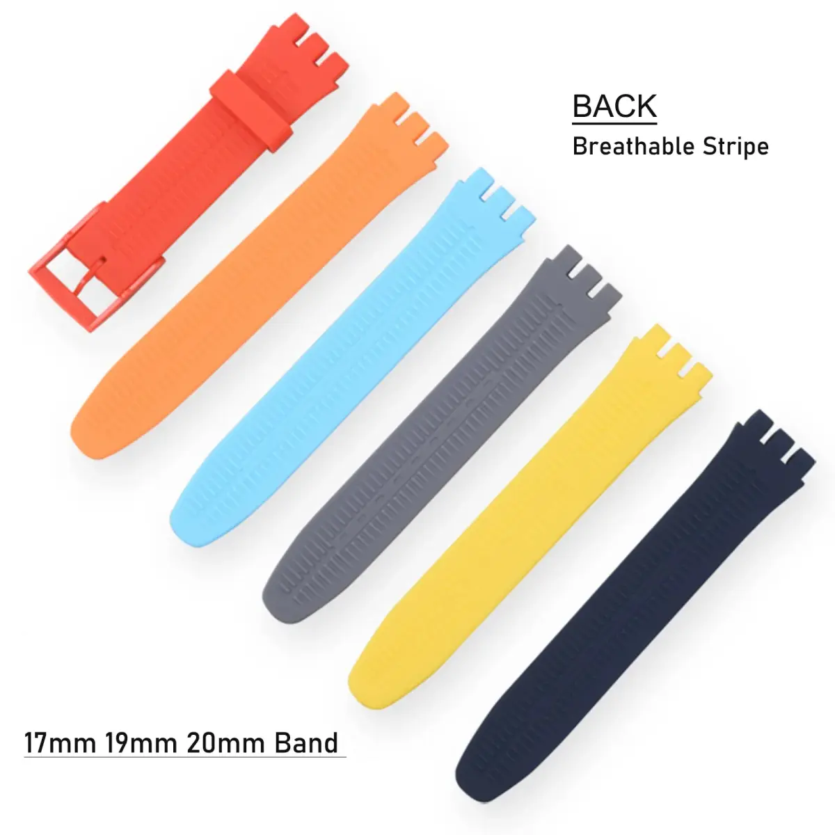 Lijinlan Red 20mm Replacement Silicone Band for Swatch Watches - view 4