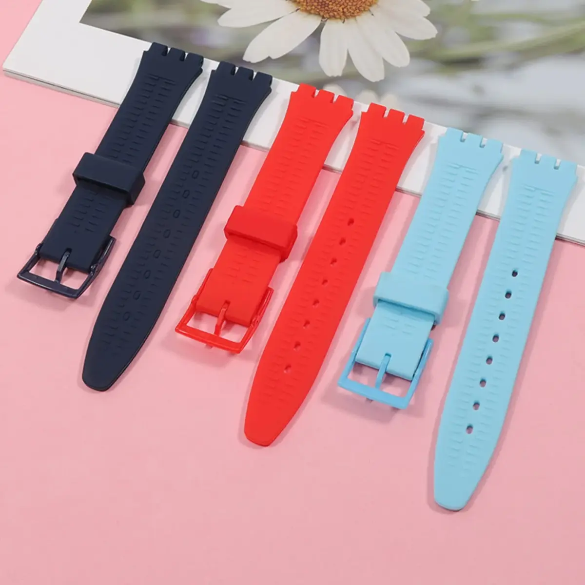 Lijinlan Replacement Silicone Watch Band for Swatch 19mm LightBlue | Waterproof & Breathable Strap - view 6