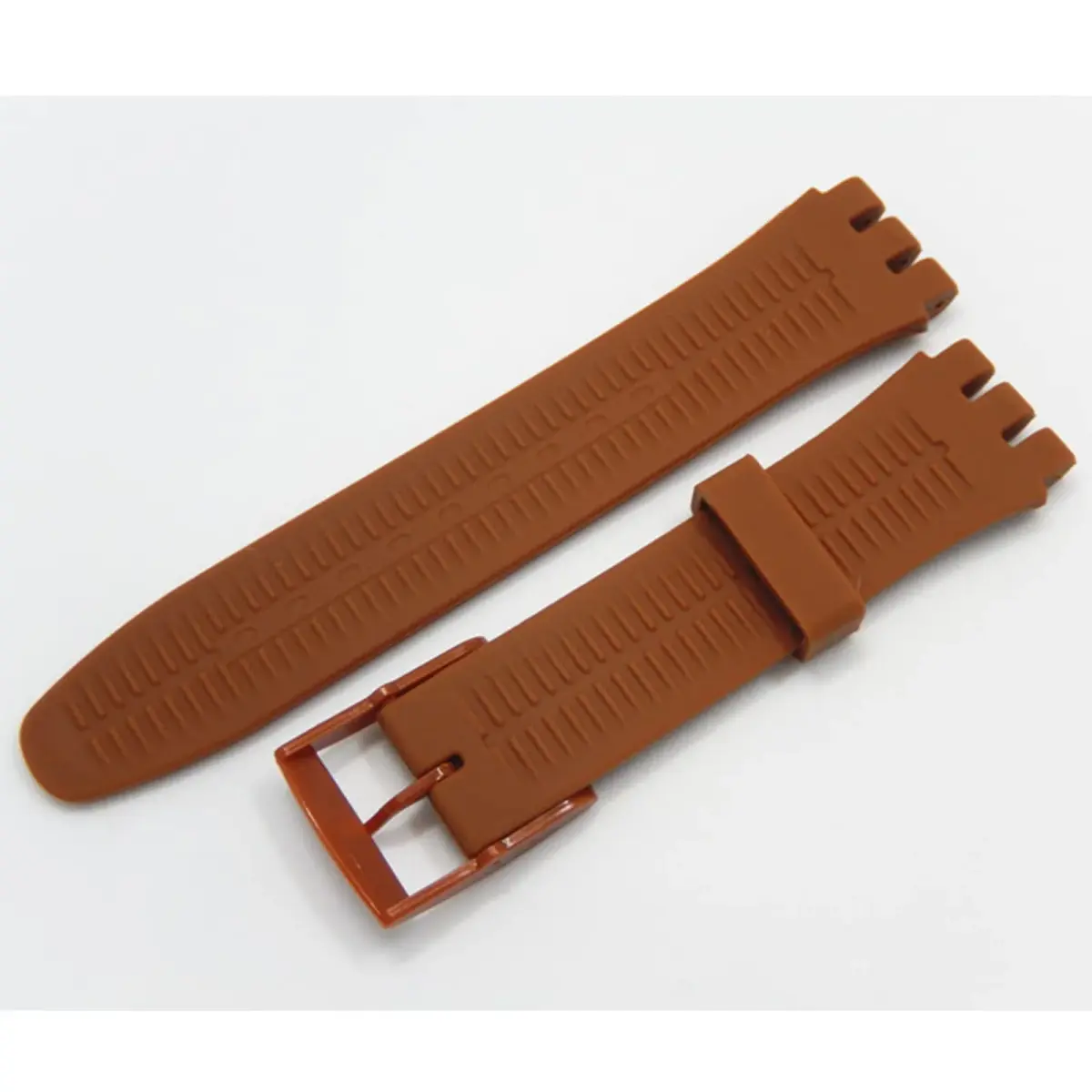 Lijinlan Replacement Silicone Watch Band for Swatch - 17mm Lug Width, Brown - view 2