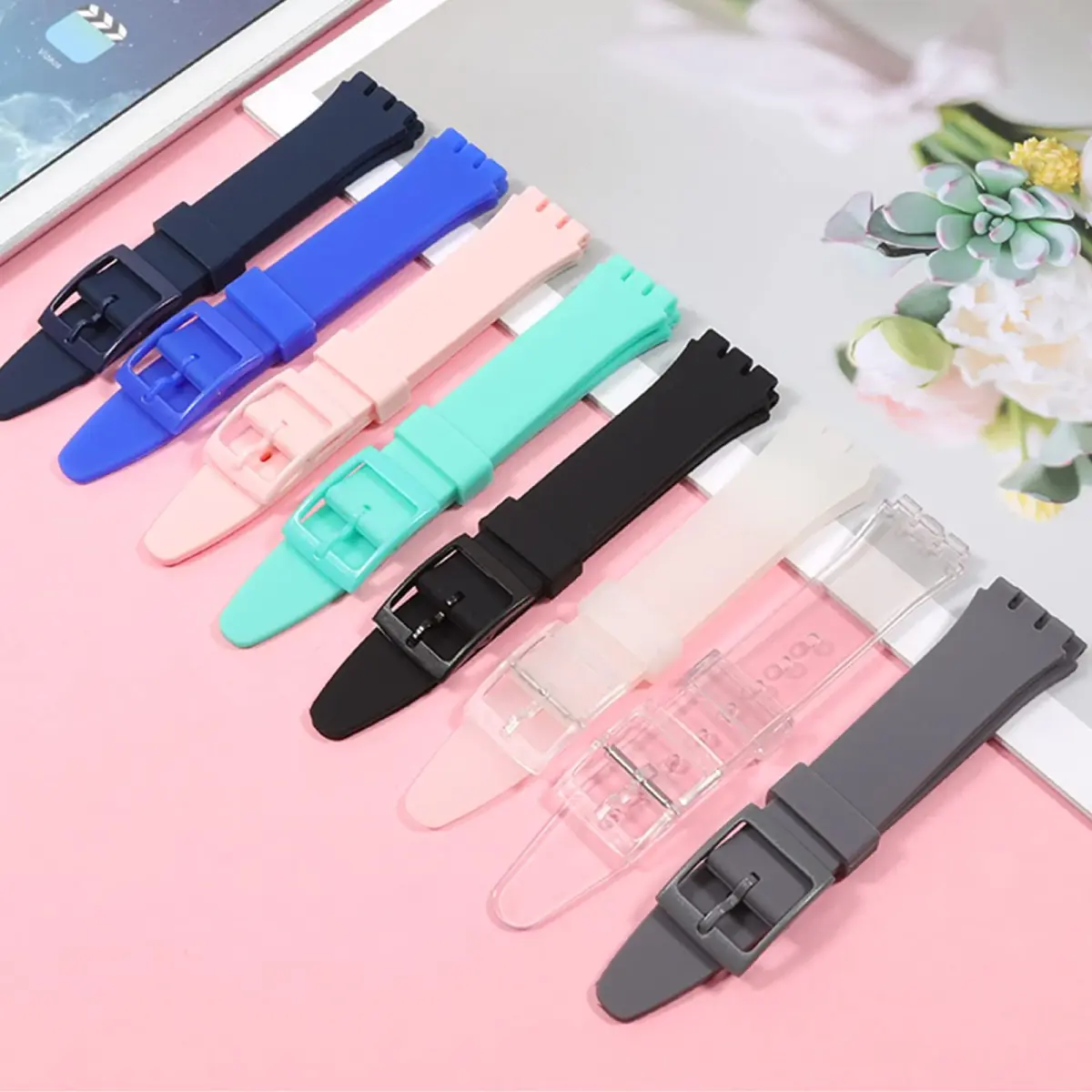 Lijinlan Replacement Silicone Watch Band for Swatch - Dark Blue, 17mm Lug Width - view 2