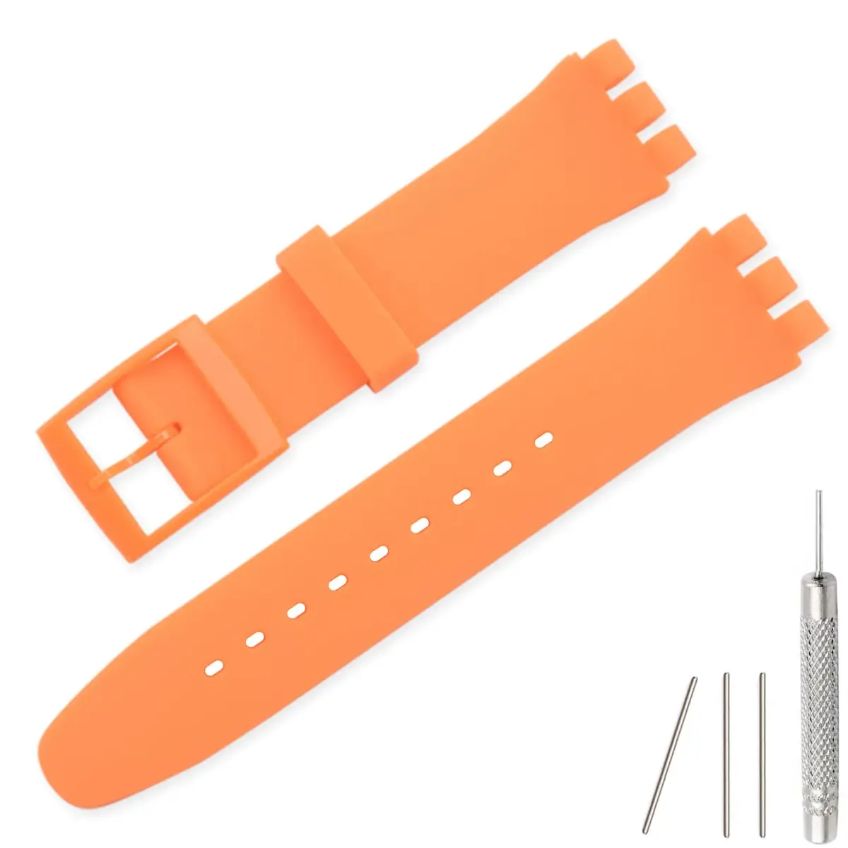 Lijinlan Replacement Silicone Watch Band for Swatch - Orange, 17mm - main product image
