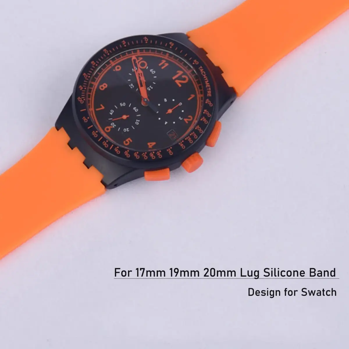 Lijinlan Replacement Silicone Watch Band for Swatch - Orange, 17mm - view 3