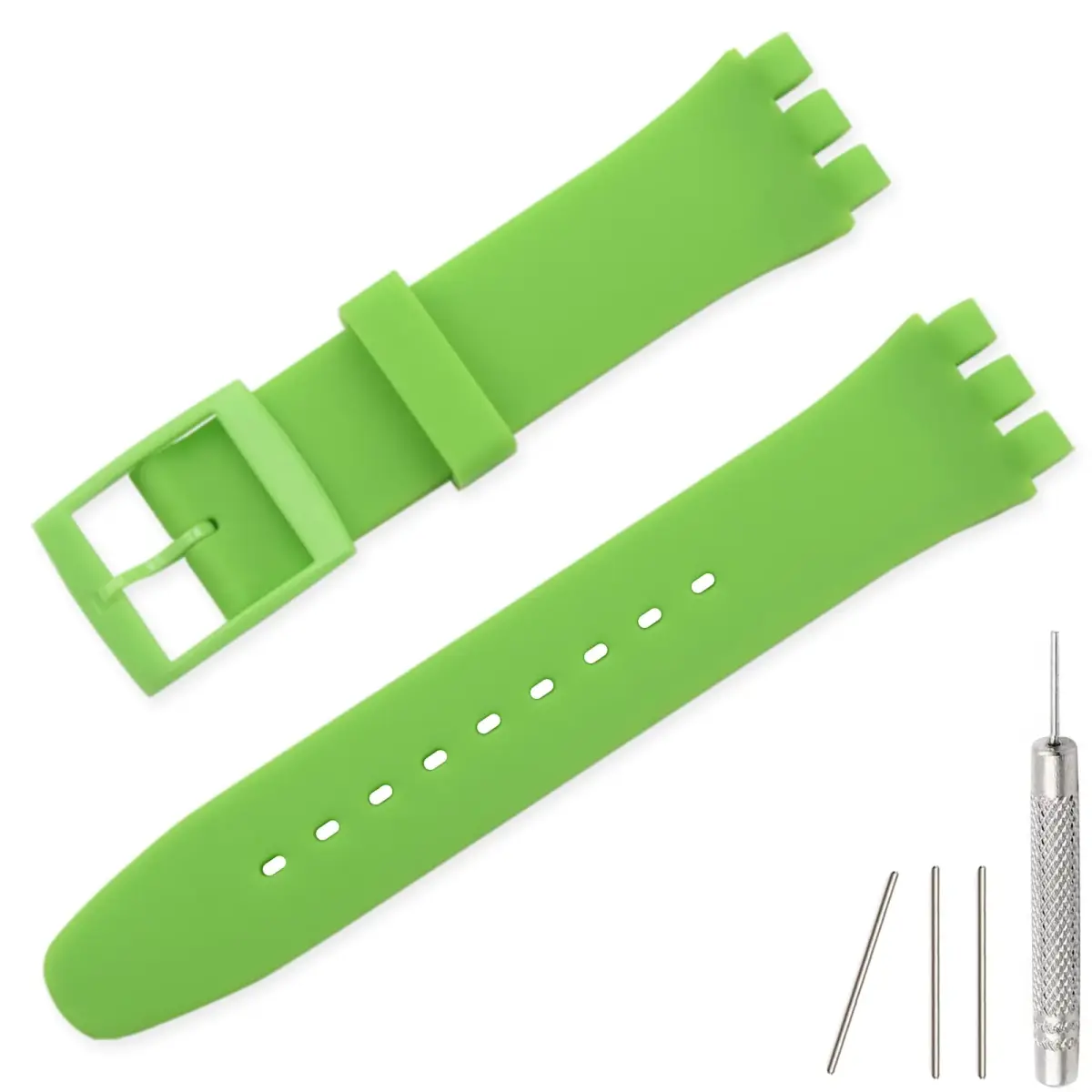 Lijinlan Replacement Silicone Watch Band for Swatch - LightGreen, 17mm - main product image