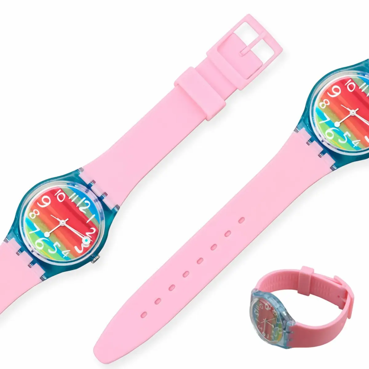 Lijinlan Replacement Silicone Watch Band for Swatch - Pink, 17mm - view 3