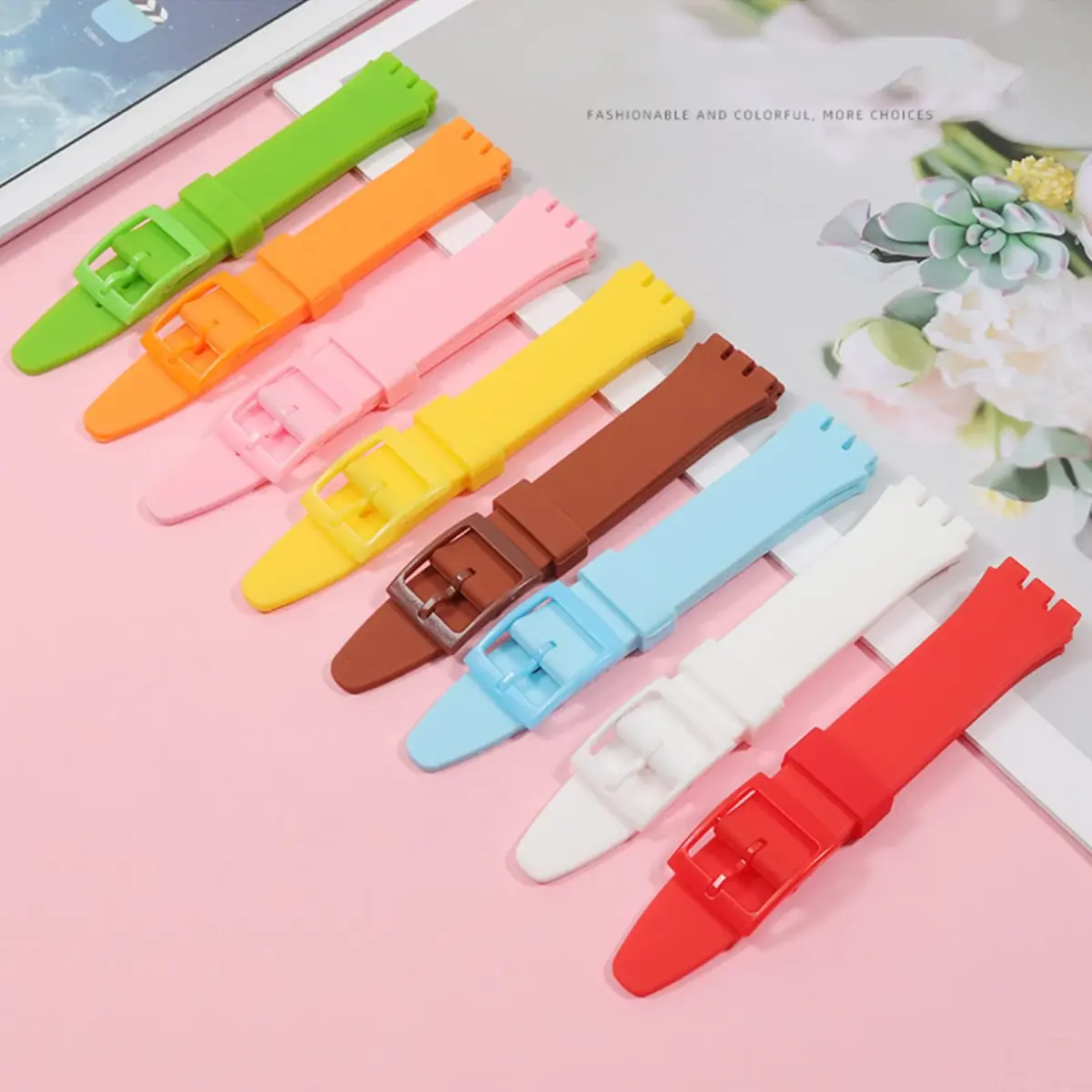 Lijinlan Replacement Yellow Silicone Band for Swatch | 20mm Watch Strap - view 3