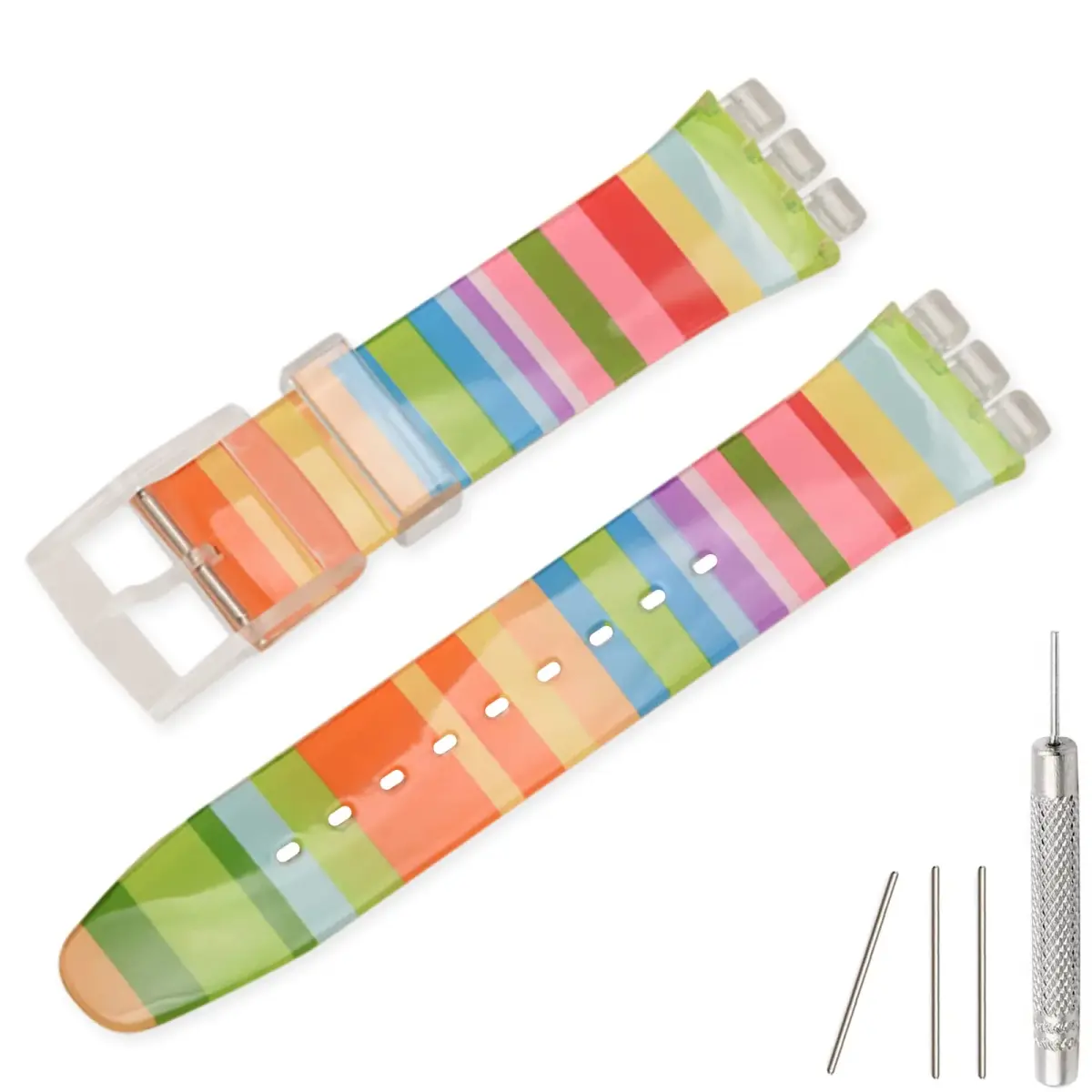 Lijinlan Replacement Silicone Band for Swatch 19mm Lug Width | Breathable & Waterproof Watch Strap - main product image