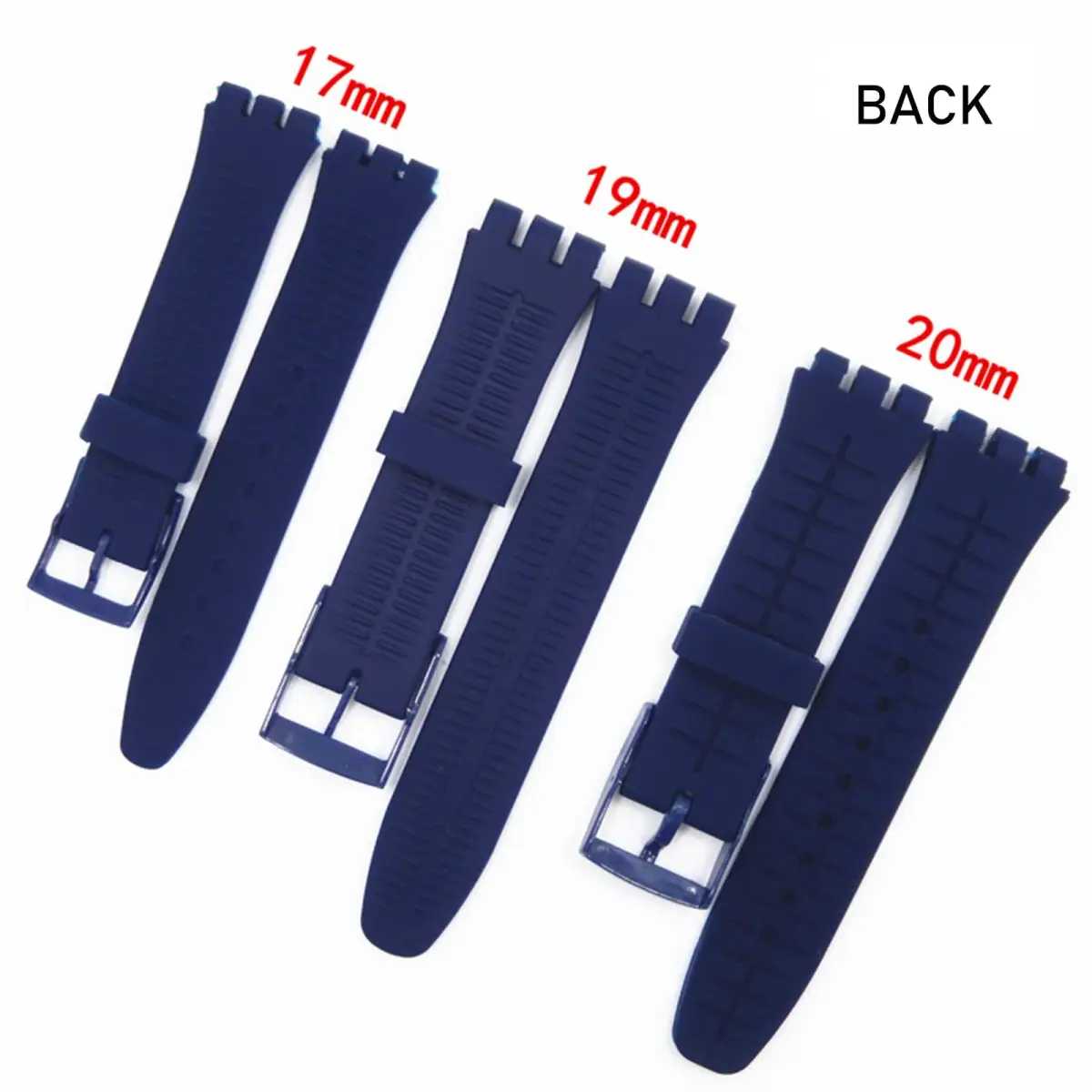 Lijinlan Navy Blue Silicone Replacement Watch Band for Swatch (19mm Lug Width) - view 3
