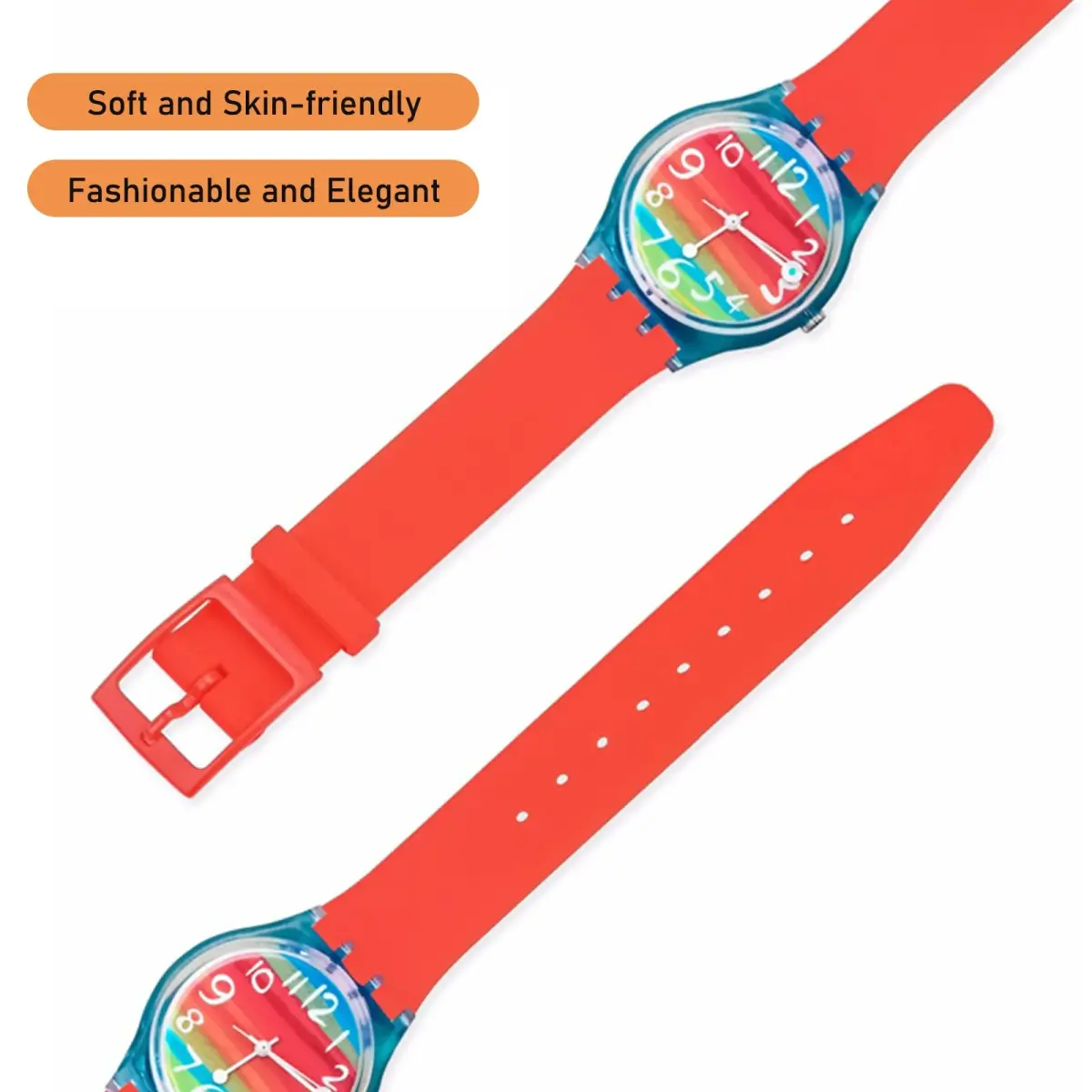 Lijinlan Replacement Silicone Band for Swatch 19mm Lug Width | Red Color, Waterproof & Breathable - view 2