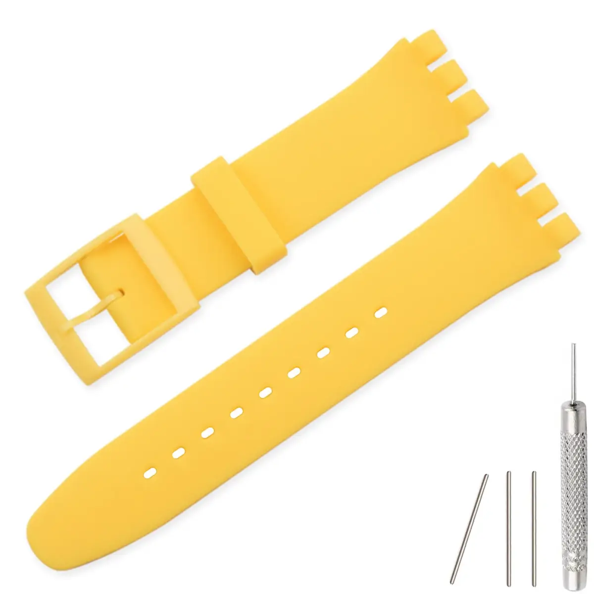 Lijinlan Replacement Silicone Watch Band for Swatch - Vibrant Yellow, 19mm - main product image