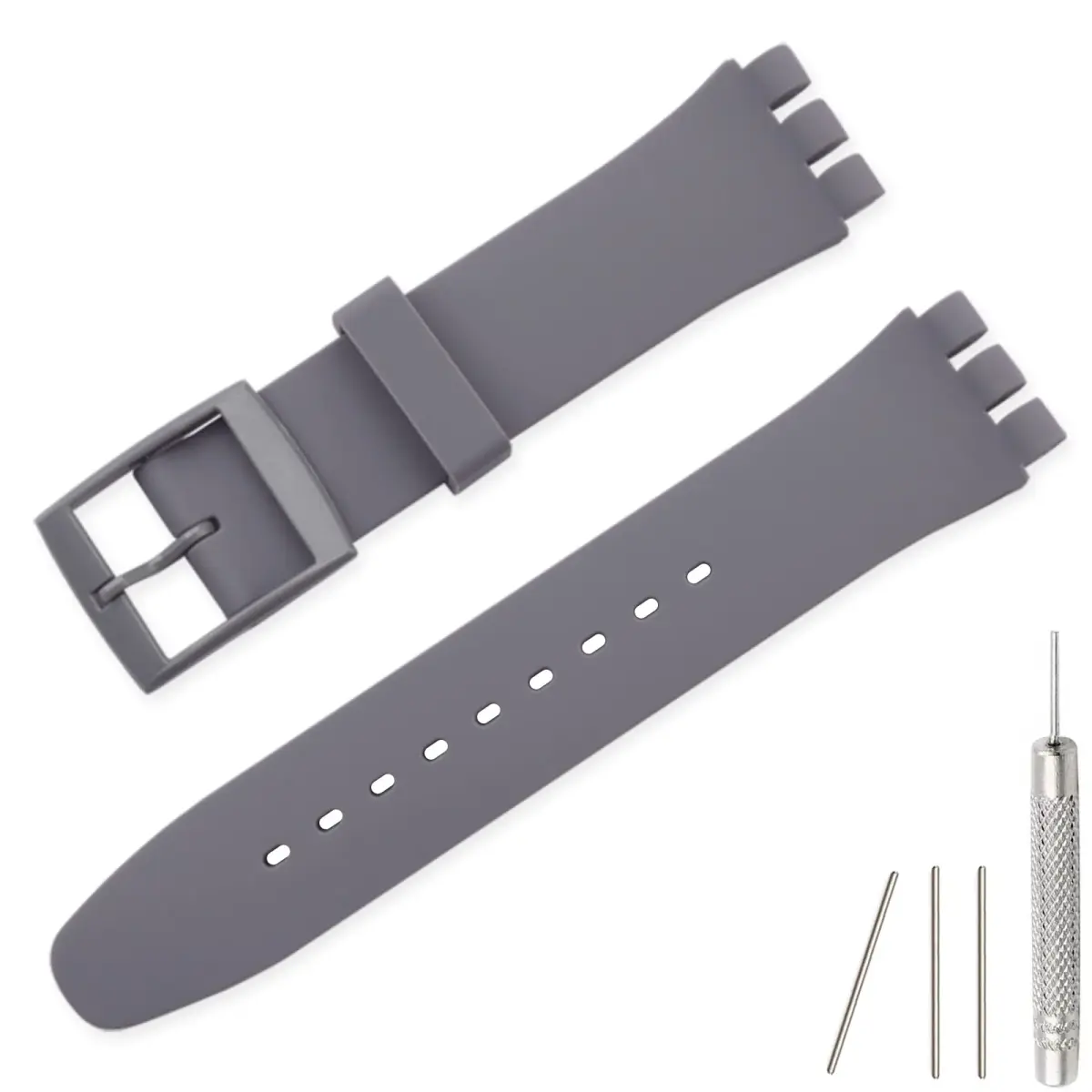 Lijinlan Silicone Watch Band for Swatch 20mm Gray | Waterproof & Durable Replacement Strap - main product image