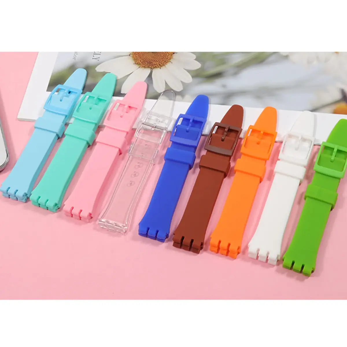 Lijinlan Replacement Silicone Band for Swatch - Light Green, 19mm Lug Width | Breathable & Waterproof Watch Strap - view 4
