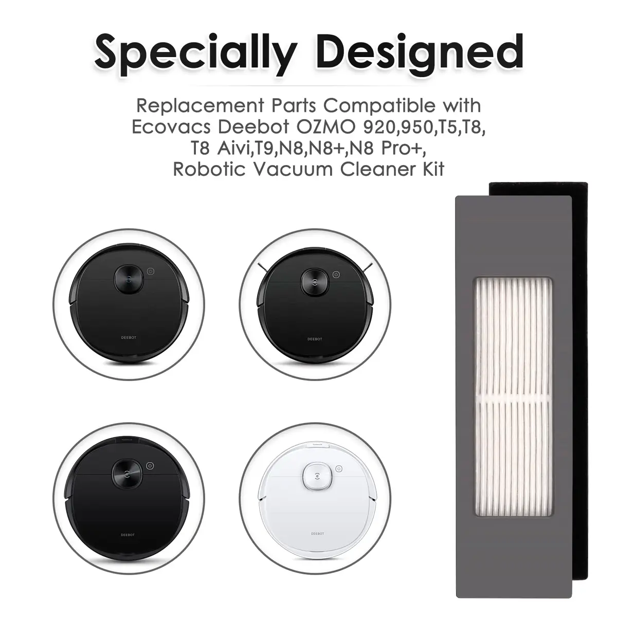 CHAIN PEAK N10 HEPA Filter 8-Pack | 99.9% Filtration for Ecovacs Robot Vacuums - view 6