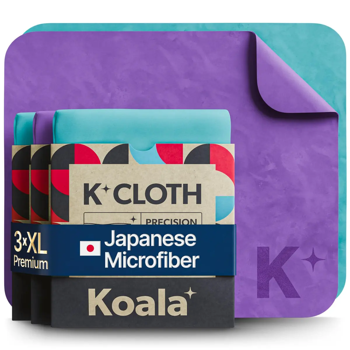Koala Lens Cleaning Cloth | Japanese Microfiber | Blue & Purple (Pack of 3) | Ultra-Dense, Lint-Free - main product image