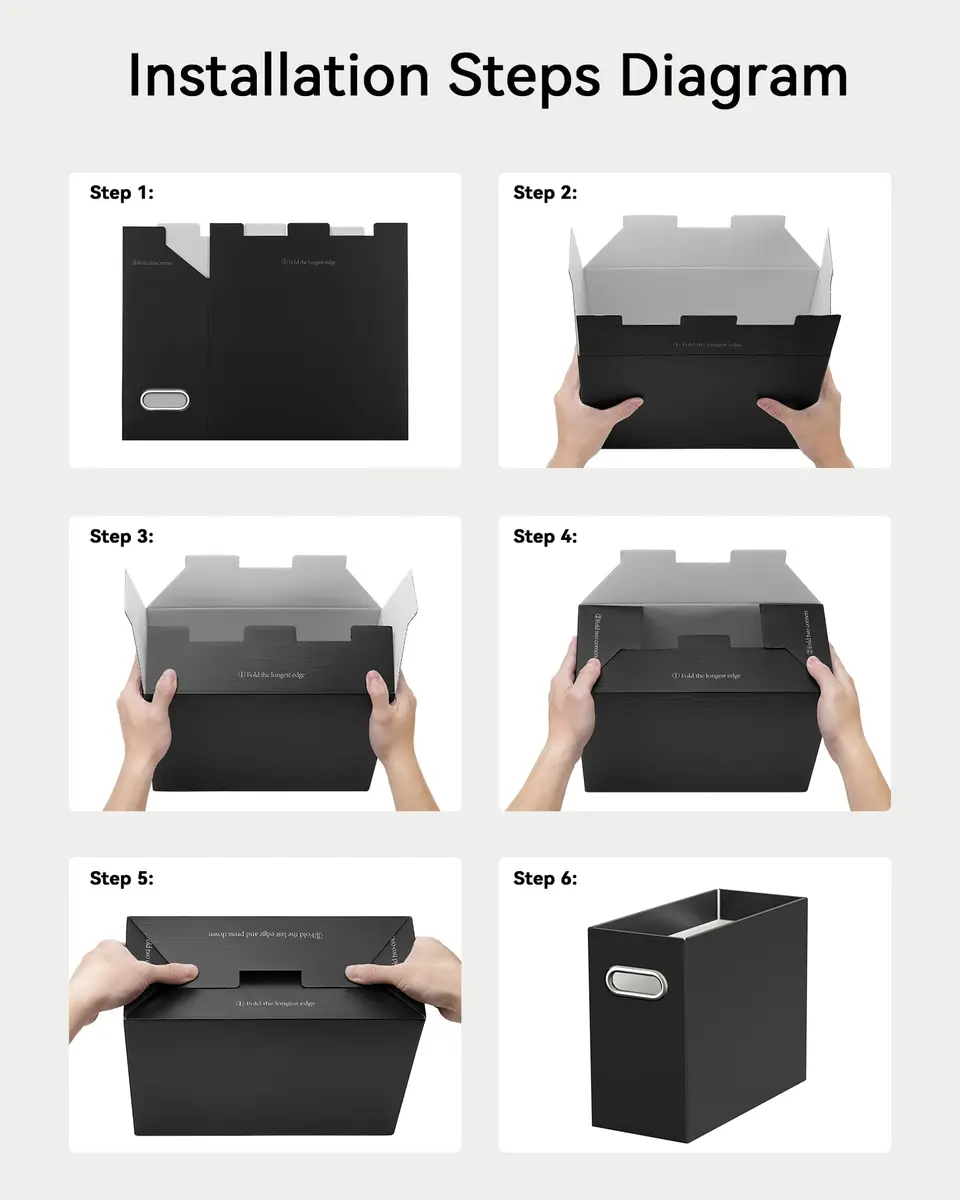 Oterri Portable Collapsible Cardboard File Box with Handle for Letter-Size, 2-Pack (30L / 1.7kg) | Heavy-Duty Cardboard & Stainless Steel Handles - view 5