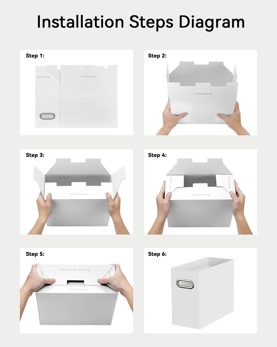 Oterri Collapsible Cardboard File Box with Handle for Letter-Size Files, 4-Pack, White | Heavy-Duty Storage for Office & Home - view 6