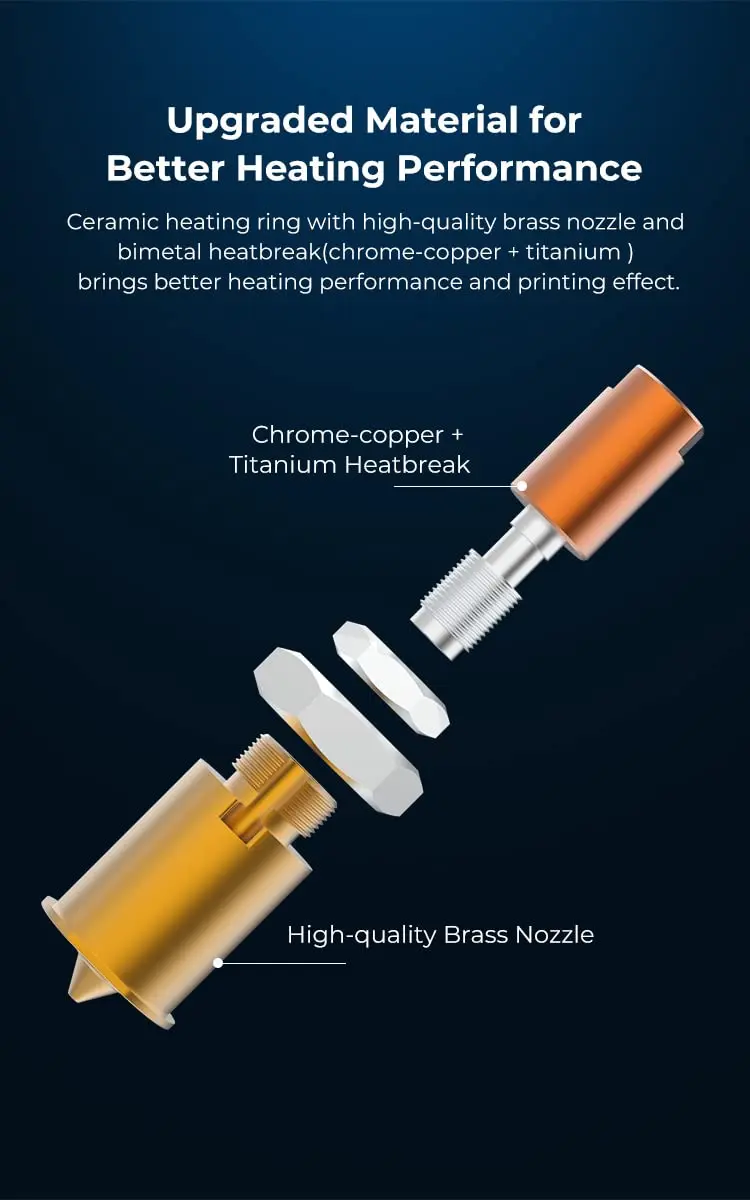 Lokkr Sprite Extruder Ceramic Heating Kit 300℃ 60W | High-Temp Brass Nozzle & Bimetal Heatbreak - view 6