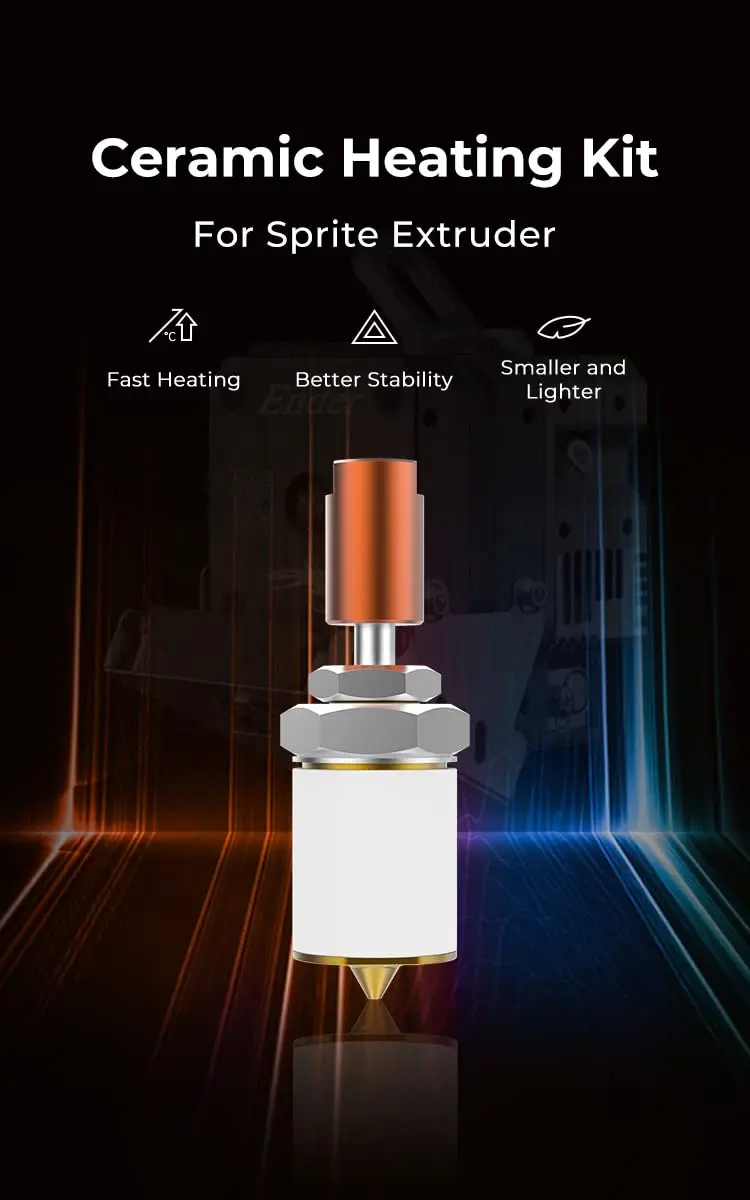 Lokkr Sprite Extruder Ceramic Heating Kit 300℃ 60W | High-Temp Brass Nozzle & Bimetal Heatbreak - view 2