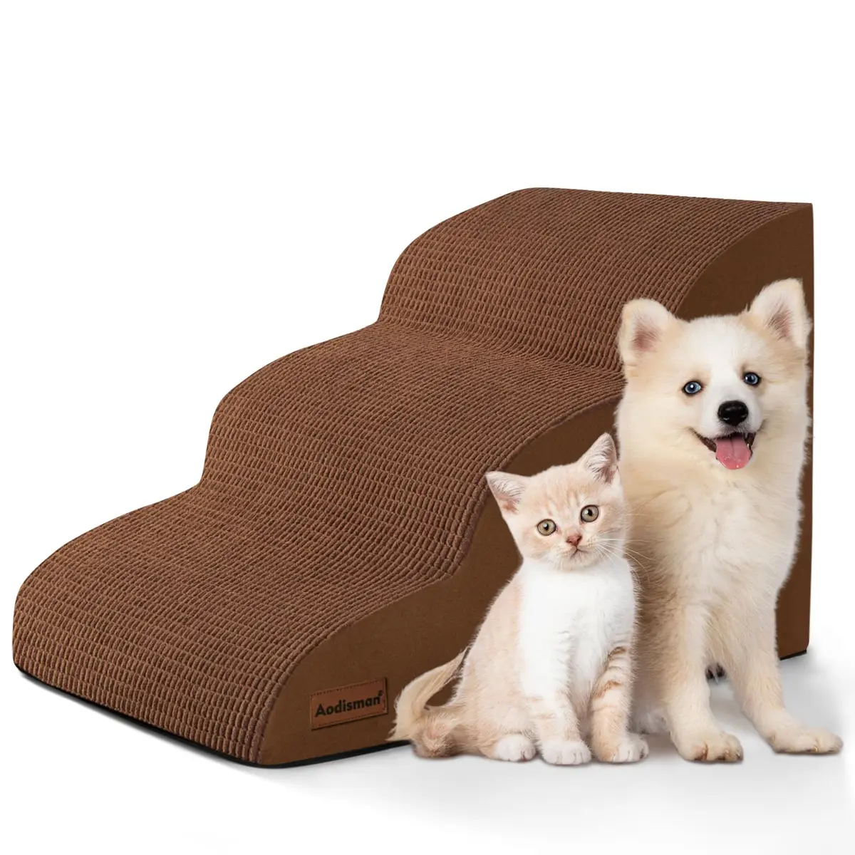 aodisman 3-Step Pet Stairs for Small Dogs and Cats, 38 cm (15" H) | Helps Pets Reach Furniture Safely - main product image