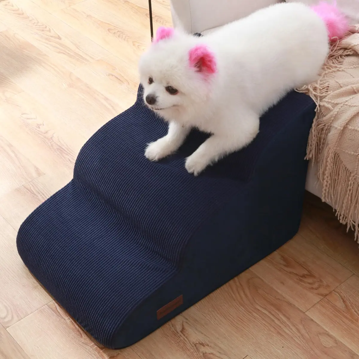 aodisman 3-Step Pet Stairs 15.7"H (40cm) | Soft Non-Slip Ramp for Small Dogs & Cats - view 6