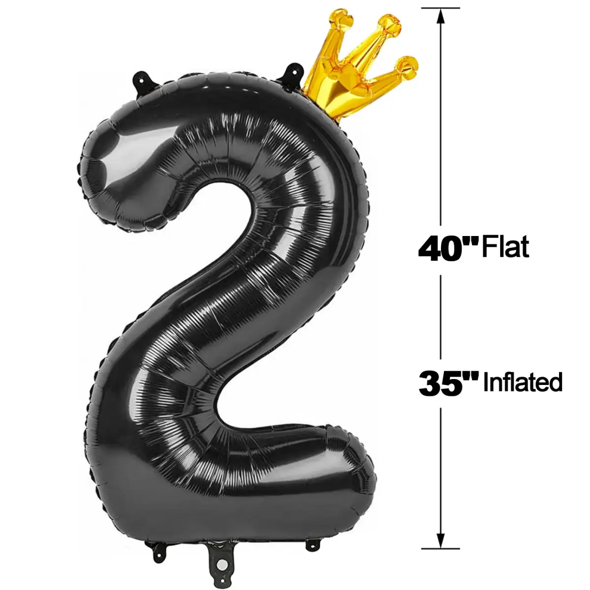 IWERP Black Crown 2 Balloon - 40 Inch Number Balloon | 2nd Birthday Decorations - view 7