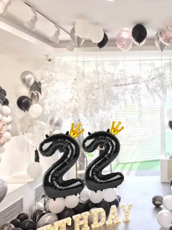 IWERP Black Crown 2 Balloon - 40 Inch Number Balloon | 2nd Birthday Decorations - view 8