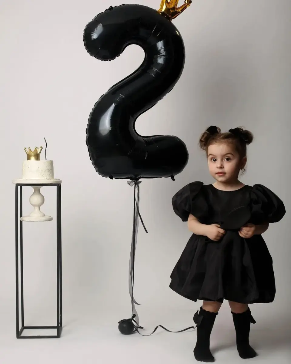 IWERP Black Crown 2 Balloon - 40 Inch Number Balloon | 2nd Birthday Decorations - view 2