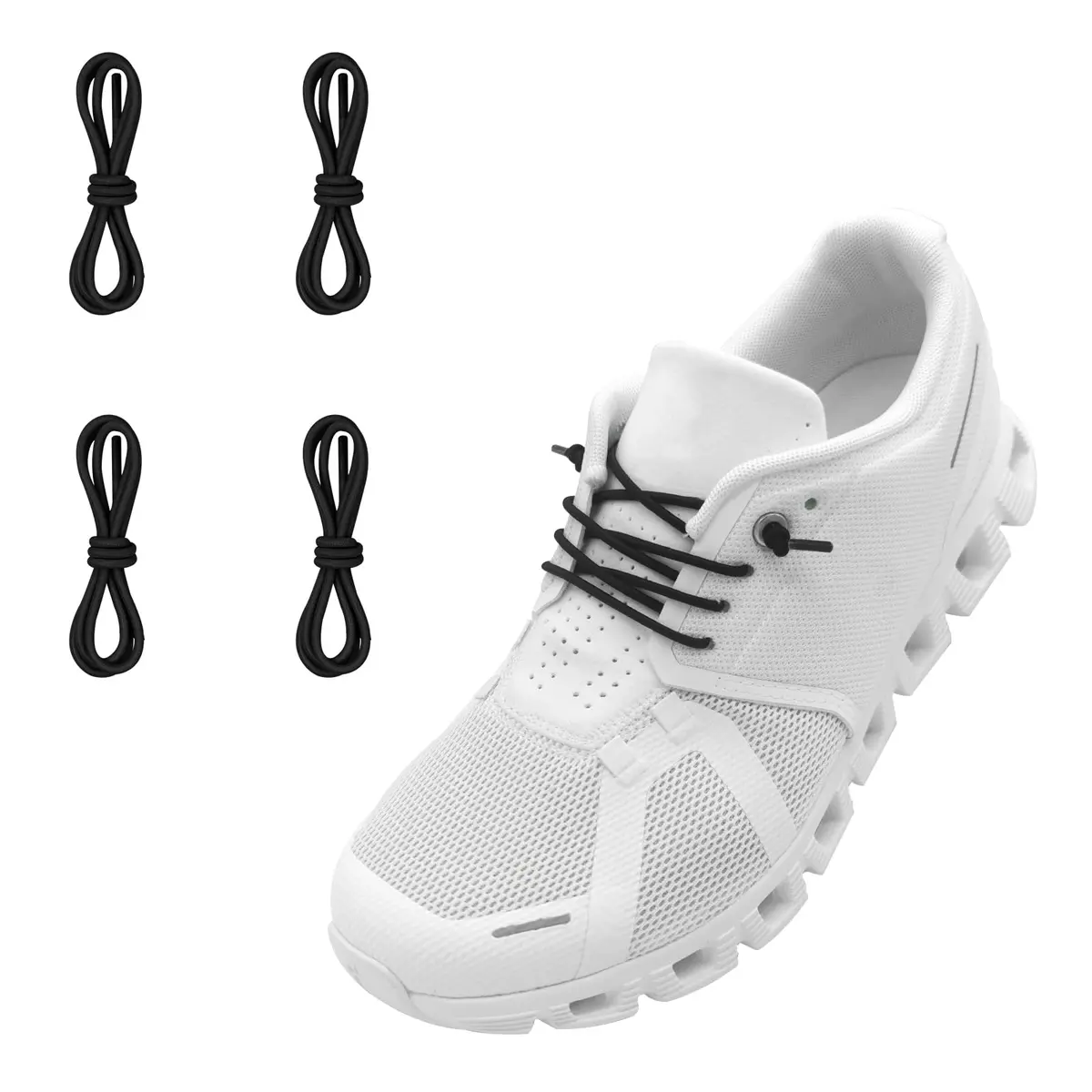 NDTEZUGT Elastic Shoe Laces for Sneakers | No Tie, 24" Black-3, 2 Pairs - view 7
