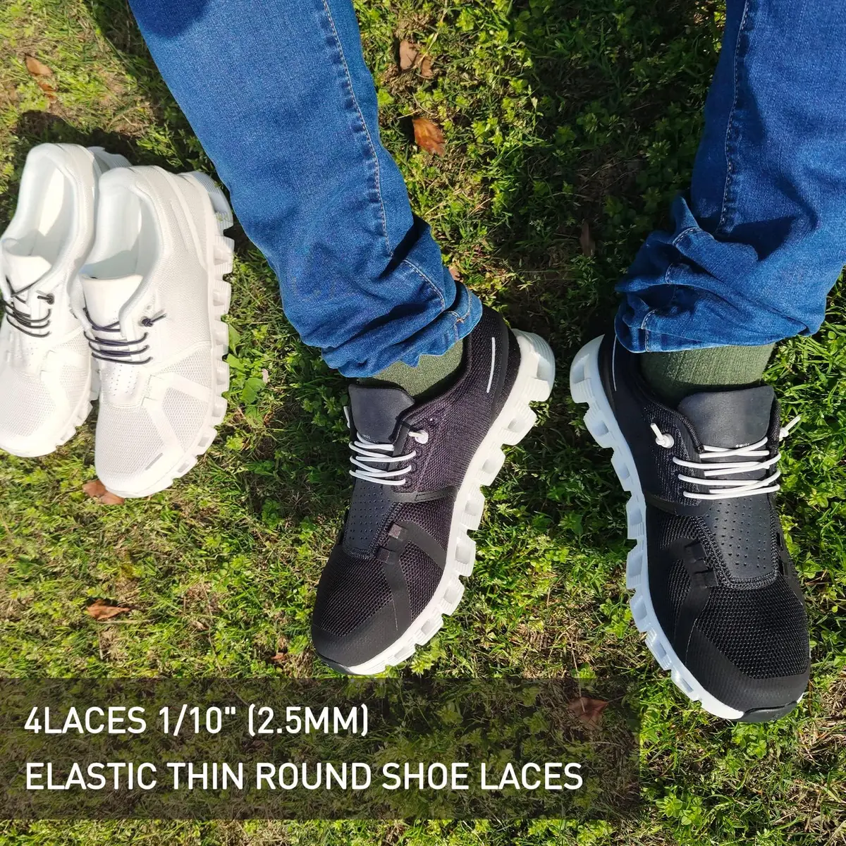 NDTEZUGT Elastic Shoe Laces for Sneakers | No Tie, 24" Black-3, 2 Pairs - view 8