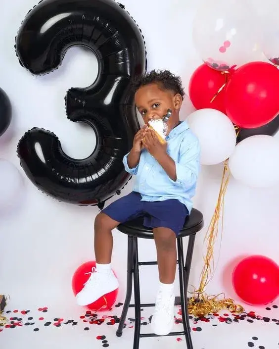 IWERP Black Crown 3 Balloon - 40 Inch Number Balloon, 3rd Birthday Decorations | Reusable Foil Balloon - view 10