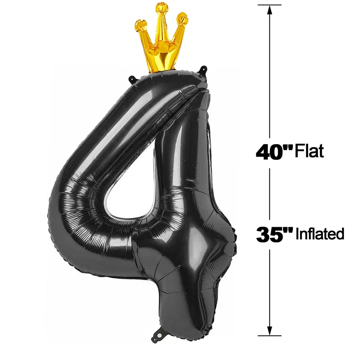 IWERP Black Crown 4 Balloon - 40 Inch Number Balloon | Reusable Foil Party Decoration - view 6